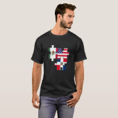 メキシコとドミニカ共和国のルーツと米国国旗 Tシャツ (正面フル)
