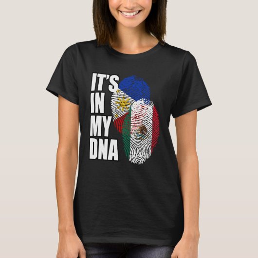 メキシコとフィリピンのDNAミックス国旗の伝統 Tシャツ (正面)