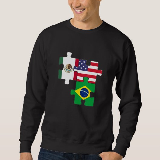 メキシコとブラジルのルーツと米国国旗 スウェットシャツ (正面)