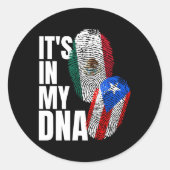 メキシコとプエルトのDnaミックス国旗の伝統 ラウンドシール (正面)