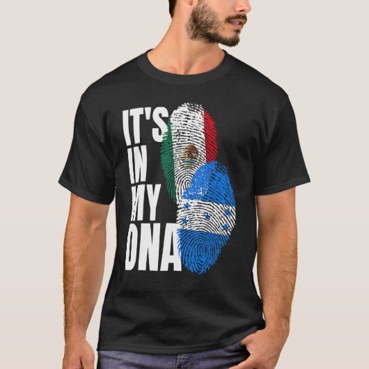 メキシコとホンジュラスのDnaミックス国旗の伝統 Tシャツ (正面)