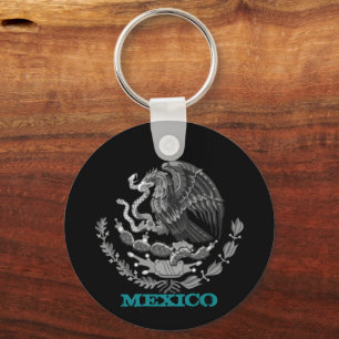メキシコとメキシコのイーグルのエンブレム、国旗のファッション/黒 キーホルダー