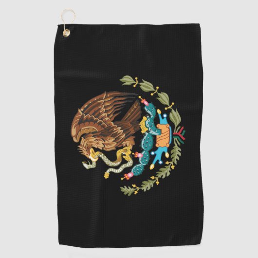 メキシコとメキシコのイーグルコートの腕/旗 ゴルフタオル (正面)