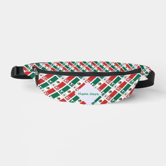 メキシコとメキシコ国旗のタイル張り緑パーソナライズされた ファニーパック (正面)