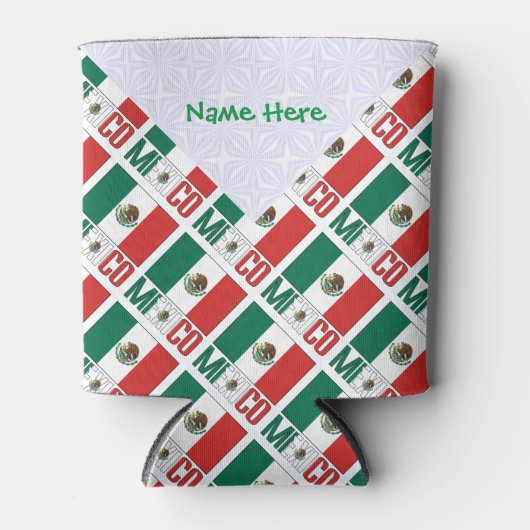 メキシコとメキシコ国旗のタイル張り緑パーソナライズされた 缶クーラー (正面)