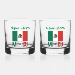 メキシコとメキシコ国旗 緑 カスタマイゼーション ウイスキーグラス