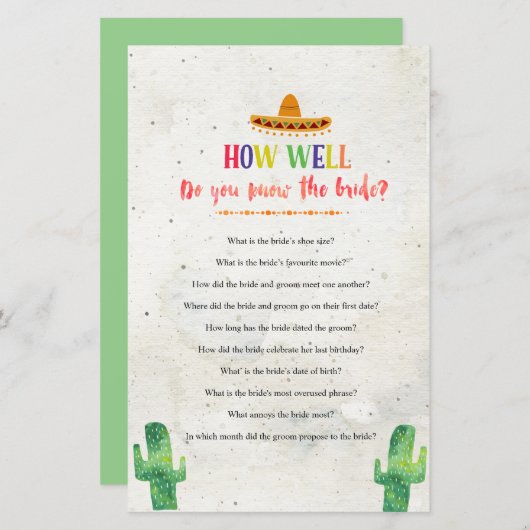 メキシコどのように知っている花嫁のゲームカード (正面/裏面)