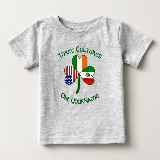 メキシコのアイルランド系アメリカ国旗あなたの名前 ベビーTシャツ (正面)