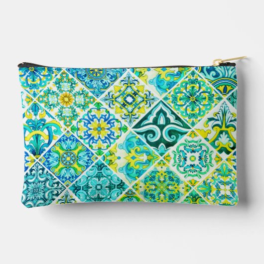 メキシコのアクアミントシチリア地中海ののタイルDop アクセサリーポーチ (裏面)