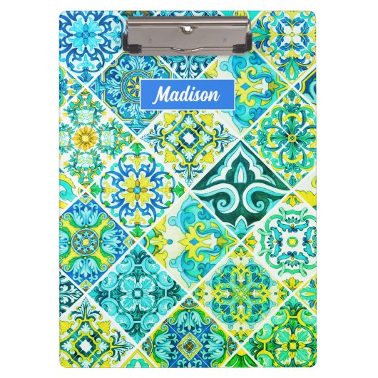メキシコのアクアミントシチリア地中海のタイル クリップボード (正面)