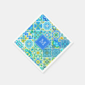 メキシコのアクアミントシチリア地中海のタイル スタンダードカクテルナプキン (角)