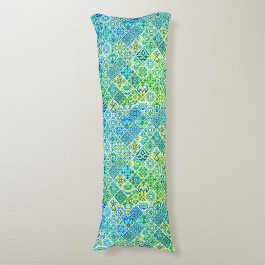 メキシコのアクアミントシチリア地中海のタイル ボディピロー (正面縦)