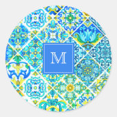 メキシコのアクアミントシチリア地中海のタイル ラウンドシール (正面)