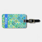 メキシコのアクアミントシチリア地中海のタイル ラゲッジタグ (正面横)