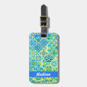 メキシコのアクアミントシチリア地中海のタイル ラゲッジタグ (正面縦)