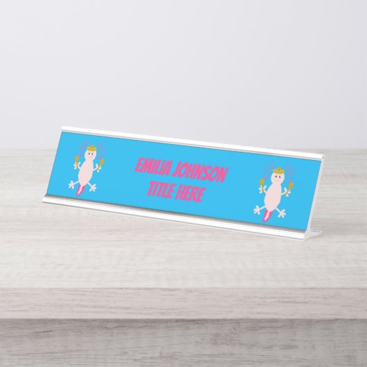 メキシコのアクソロトル死んだカスタム日 デスクネームプレート (正面)