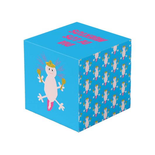 メキシコのアクソロトル死んだカスタム日 フォトキューブ (裏面アングル)