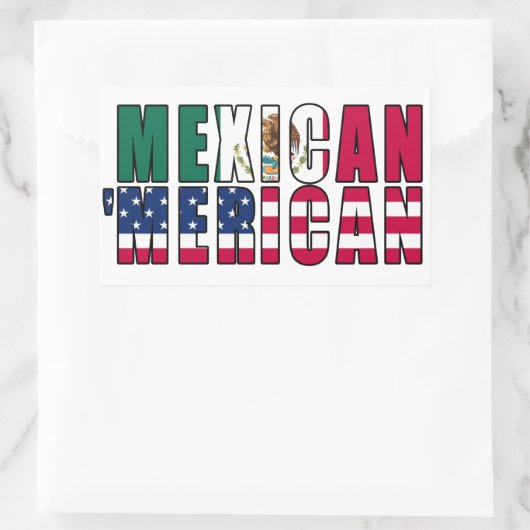 メキシコのアメリカ国旗 – メキシコ系アメリカ人 長方形シール (バッグ)