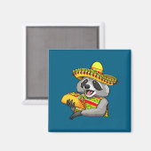 メキシコのアライグマ シンコデマヨ 笑える かわいい 食事 マグネット (正面/裏面)