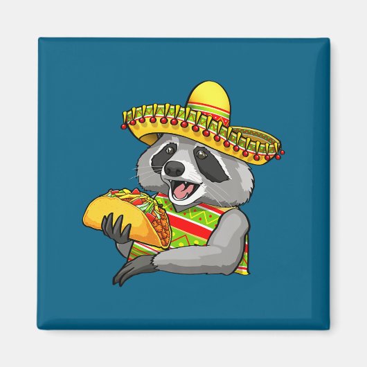 メキシコのアライグマ シンコデマヨ 笑える かわいい 食事 マグネット (正面)
