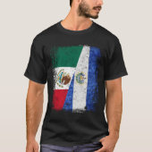 メキシコのエルサルバドル国旗とハーフメキシコのエルサルバドリ Tシャツ (正面)