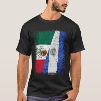 メキシコのエルサルバドル国旗とハーフメキシコのエルサルバドリ Tシャツ