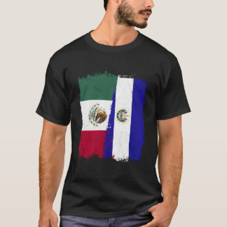 メキシコのエルサルバドル国旗とハーフメキシコのエルサルバドリ Tシャツ