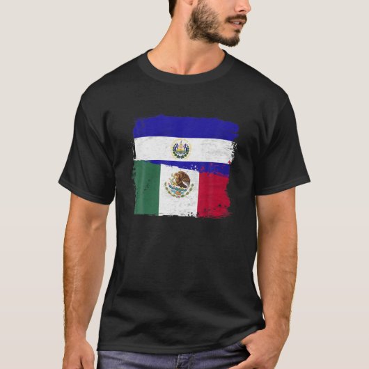 メキシコのエルサルバドル国旗、メキシコのエルサルバドル半国旗 Tシャツ (正面)