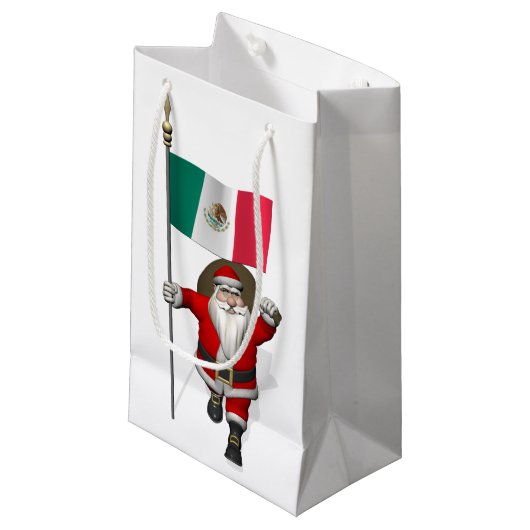 メキシコのエンサインを持つサンタクロース スモールペーパーバッグ (正面アングル)