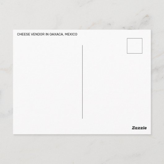 メキシコのオアハカでチーズの販売元 ポストカード (裏面)
