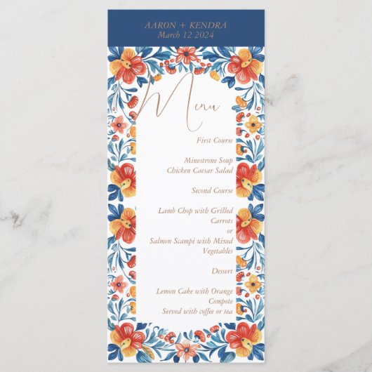 メキシコのオアハカ行き先結婚式 メニュー (正面)