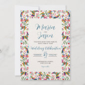 メキシコのオトミカラフルフォークア結婚ート 招待状 (正面)