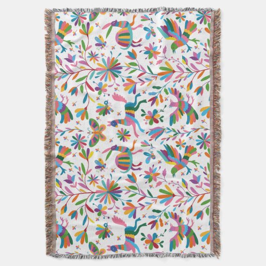 メキシコのオトミスタイルブライトパターン スローブランケット (正面縦)