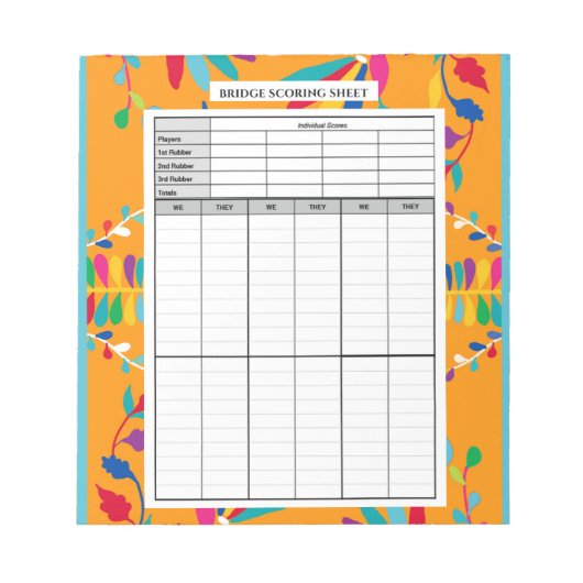 メキシコのオトミデザイン – ブリッジスコアパッド ノートパッド (正面)