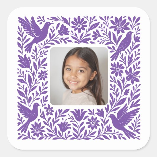 メキシコのオトミ テナンゴ タレラヴェラ(写真付き) スクエアシール (正面)