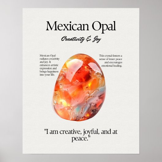 メキシコのオパール宝石の結晶意味カード ポスター (正面)