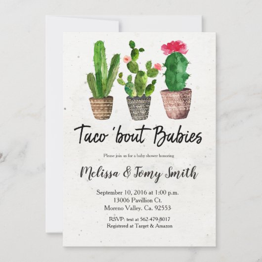 メキシコのカップルの赤ちゃんシャワーの招待状 招待状 (正面)
