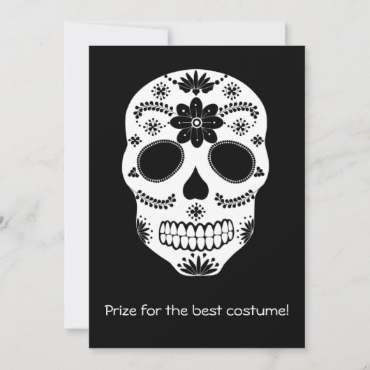 メキシコのカラフルなドクロ2 黒と白の招待状 招待状 (裏面)