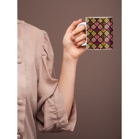 メキシコのカラフルパターンDia de los Muertos ツートーンマグカップ