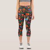 メキシコのカラフルフローラ カプリレギンス (正面)