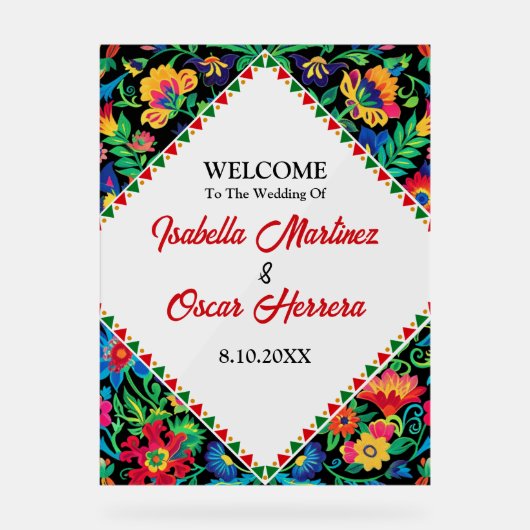 メキシコのカラフル結婚ズ アクリルサイン (正面)