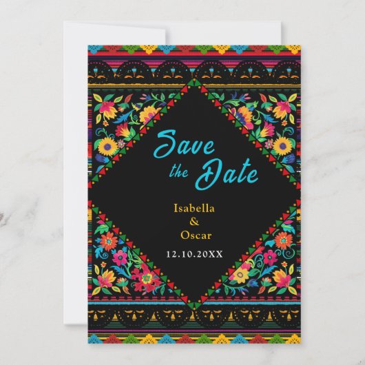 メキシコのカラフル結婚ズ セーブザデート (正面)
