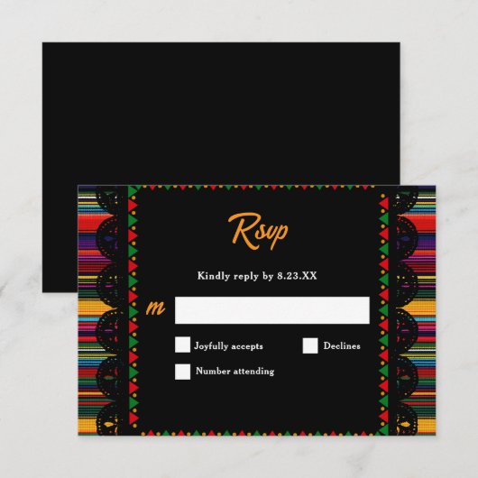 メキシコのカラフル結婚ズ 出欠カード (正面/裏面)