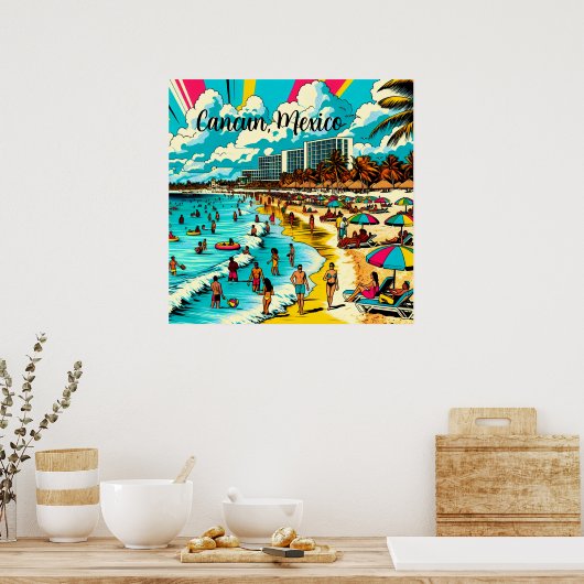 メキシコのカンクンでポップ・アートのArt Vibe ポスター (キッチン)