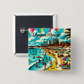 メキシコのカンクンでポップ・アートのArt Vibe 缶バッジ (正面&裏面)