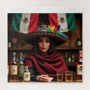 メキシコのカンティーナポートレート— Woman in Charro Sombler ジグソーパズル