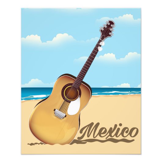 メキシコのギター ビーチ 旅行ポスター フォトプリント            (正面)