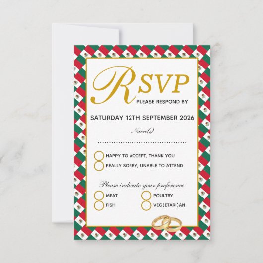メキシコのクリスチャン 結婚式 RSVP 返信ハガキ (正面)