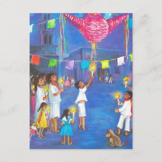 メキシコのクリスマス、おもしろいの飾り祝付け シーズンポストカード (正面)