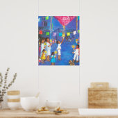 メキシコのクリスマス、子供とピナタ ポスター (キッチン)